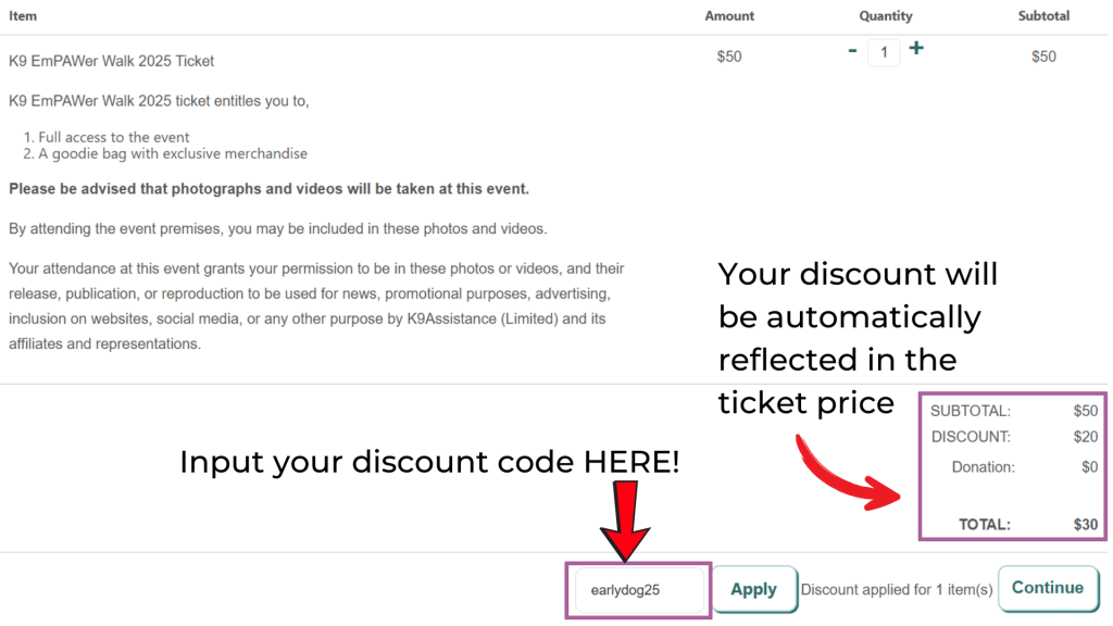 infographic on instructions to input discount code at checkout